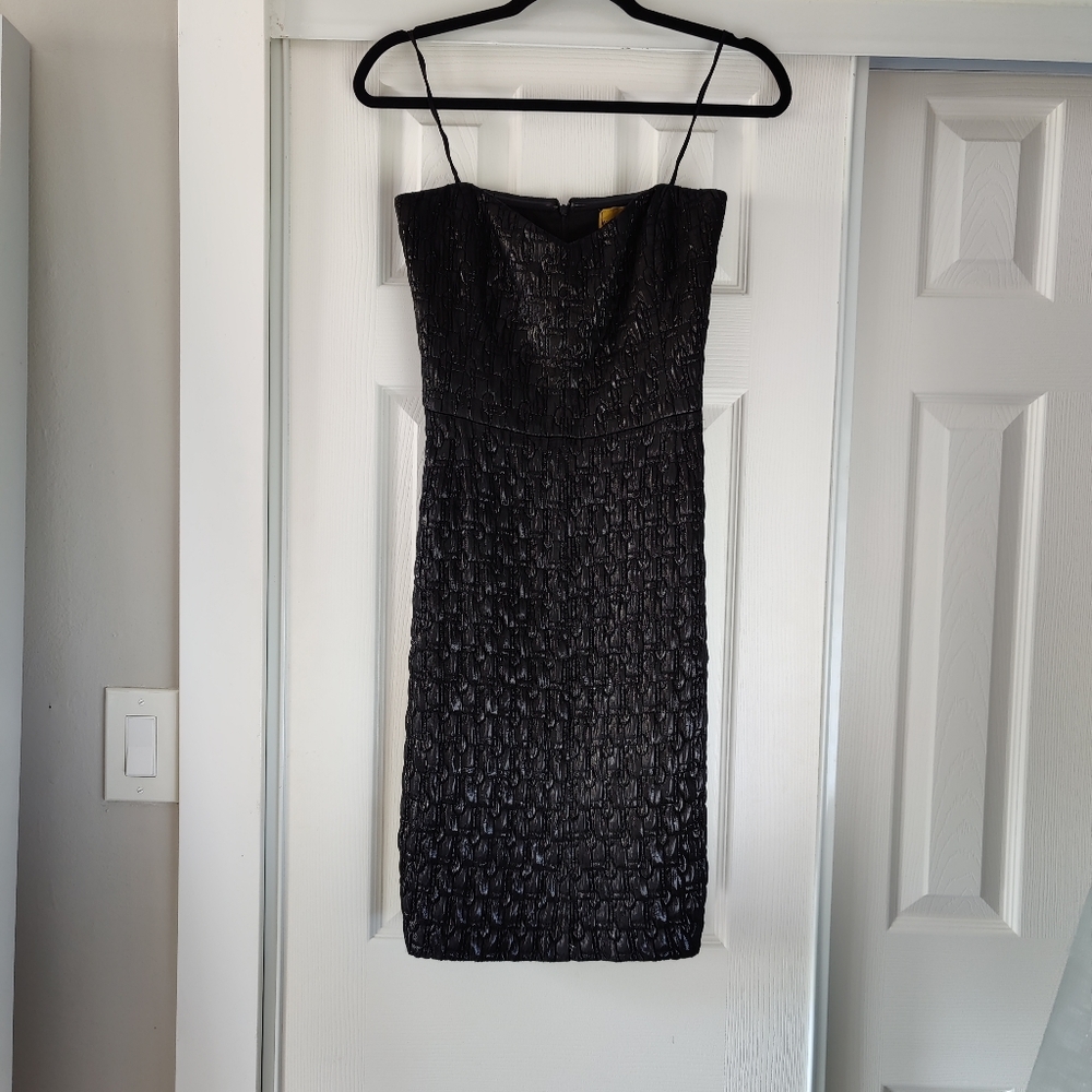 ❤️NICOLE MILLER Black Brocade Strapless Dress - Picture 12 of 13